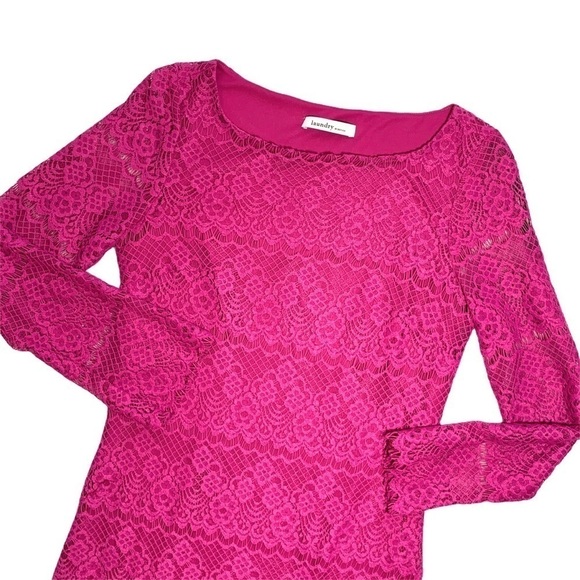 Laundry By Design Nordstrom Pink Lace Belle Sleeve Mini Dress Size 8 - Picture 16 of 16